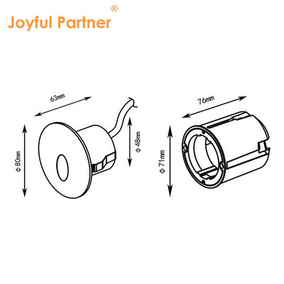 সিঁড়ি জন্য প্লাস্টিকের মাউন্টিং হাতা সঙ্গে মরা ঢালাই অ্যালুমিনিয়াম শরীরের AC220V কাস্টমাইজ Recessed স্টেপ লাইট