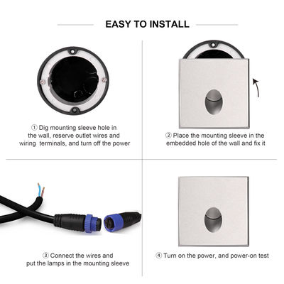 রাউন্ড এলইডি স্টেপ লাইট 1W 2W কাস্টিং অ্যালুমিনিয়াম হাউজিং দেয়াল বহিরঙ্গন করিডোর জন্য মাউন্ট