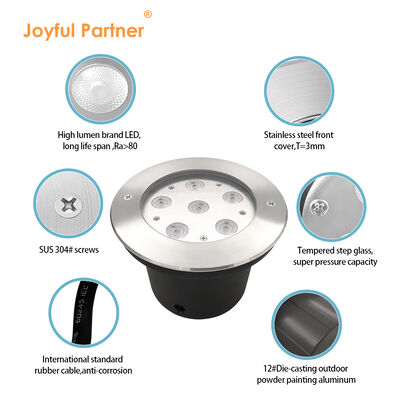 24VDC আউটডোর ইনগ্রাউন্ড লাইট ওয়াটারপ্রুফ 6W 12W DIA160MM স্টেইনলেস স্টিলের দেহ প্রকল্পের জন্য