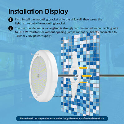 নেতৃত্বাধীন পুল আলো পানির নিচে সাঁতার আলো RGB 230mm 18W পৃষ্ঠ মাউন্ট করা IP68 DC12V 3000K