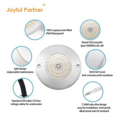 সুইমিং পুল LED লাইট 316 স্টেইনলেস স্টীল উপাদান PAR56 পূর্ণ রজন IP68 ভরা