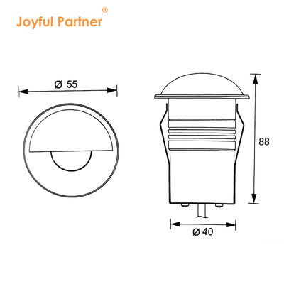 LED আপলাইট 1W 2W স্টেইনলেস স্টীল 316 ফ্রন্ট কভার 100-240VAC DIA 55MM প্লাস্টিকের ব্যাক বক্স সহ