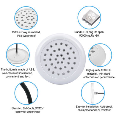 RGB সুইমিং পুল লাইট অতি পাতলা রেজিন ভর্তি SMD5050 DC12V জলরোধী রিমোট কন্ট্রোল অ্যান্টি সল্টি ওয়াটার