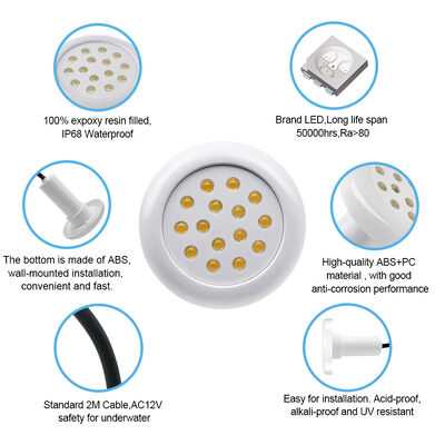 পুকুর পুকুর বাতি RGB IP68 জলরোধী সম্পূর্ণভাবে আঠালো 12V 25W অ্যান্টি-সিপেজ প্রযুক্তি PC উপাদান