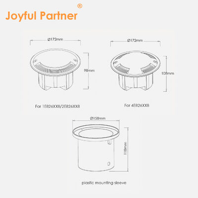 হালকা স্টেইনলেস স্টীল ফ্রন্ট কভ 8W CREE COB LED একক রঙ 3000K DIA172MM পার্কিং লটের জন্য