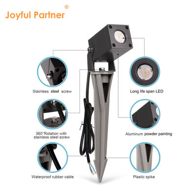 LED গার্ডেন স্পট লাইট 2W CREE LED IP65 জলরোধী DC24V অ্যালুমিনিয়াম অ্যানোডাইজিং শরীরের পৃষ্ঠ মাটিতে মাউন্ট