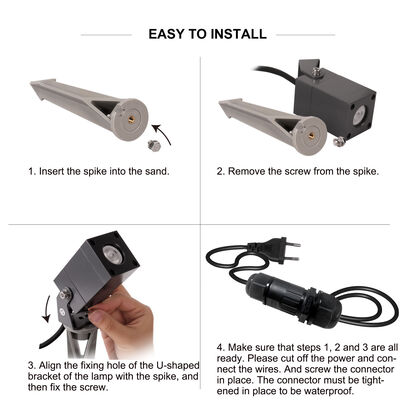 LED গার্ডেন স্পট লাইট 2W CREE LED IP65 জলরোধী DC24V অ্যালুমিনিয়াম অ্যানোডাইজিং শরীরের পৃষ্ঠ মাটিতে মাউন্ট