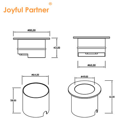 পোলারাইজেশন আন্ডারগ্রাউন্ড লাইট 4W DC12V 24V বিম এঙ্গেল 30 * 40 ডিগ্রি আইকে হার 08 খাঁটি অ্যালুমিনিয়াম 6063# হাউজিং