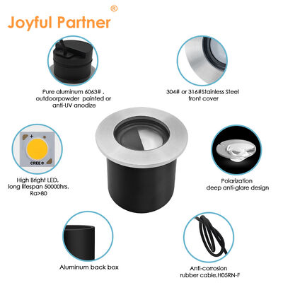 LED ভূগর্ভস্থ আলো316 স্টেইনলেস স্টীল জলরোধী IP67 4W Cree LED গরম সাদা জন্য বাগান পথ