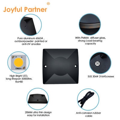 বর্গাকার পার্শ্বযুক্ত আলো নির্গমনকারী পথ আলো SMD2835 LED 100*100MM বিশুদ্ধ অ্যালুমিনিয়াম 6063 24VDC IP67 রেটিং