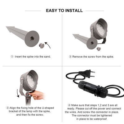 LED গার্ডেন স্পট লাইট 12W 24W 36W বিল্ট-ইন DMX512 ড্রাইভার DC24V RGB3in1 কালো অ্যালুমিনিয়াম ল্যাম্প বডি অ্যালুমিনিয়াম হাউজিং গাছ আলোকসজ্জার জন্য