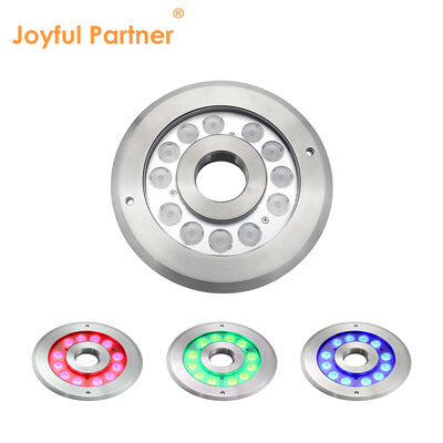 এলইডি ফোয়ারা আলো DMX 512 রিসেসড মাউন্ট করা IP68 12W 24W RGB স্টেইনলেস স্টিল ওয়াটার জেট