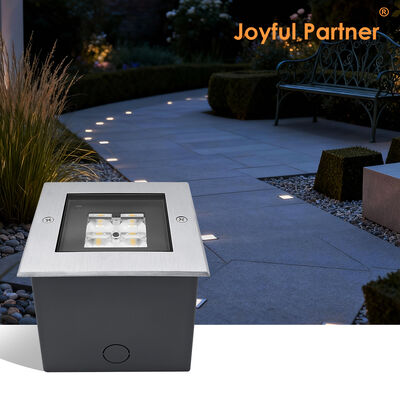 আউটডোর স্কয়ার ইনগ্রাউন্ড লাইট 24V 8W 3000K উষ্ণ সাদা ডাই-কাস্ট অ্যালুমিনিয়াম শরীর আইকে রেটিং 09